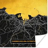 PosterMonkey Poster Plattegrond – Kaart – Stadskaart – Frankrijk – Cherbourg-en-Cotentin - 75x75 cm