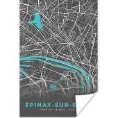 PosterMonkey Poster Frankrijk – Épinay-sur-Seine – Stadskaart – Plattegrond – Kaart - 20x30 cm