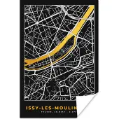 PosterMonkey Poster Plattegrond – Kaart – Stadskaart – Frankrijk – Issy-les-Moulineaux - 120x180 cm XXL
