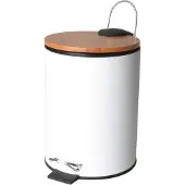 Viking Choice Afvalbak badkamer 3L wit met bamboe deksel