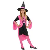 Widmann Heksenjurk kinderen roze - jurk en hoed - Halloween - Carnaval 128
