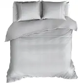 Romanette Dekbedovertrek Duchesse Zilver Wit Flanel-240 x 200 / 220 cm | Lits-Jumeaux