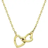 Lucardi Dames Ketting met hanger 2 harten - Echt Zilver - Ketting - Cadeau - 42 cm - Goudkleurig