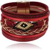 Deja Jewels Rode dames armband met kristal en goudkleurige details