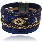 Deja Jewels Blauwe dames armband met kristal en goudkleurige details