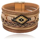 Deja Jewels Bruine dames armband met kristal en goudkleurige details