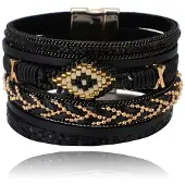 Deja Jewels Zwarte dames armband met kristal en goudkleurige details