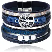 Deja Jewels Blauwe dames armband Ibiza stijl met kralen en levensboom
