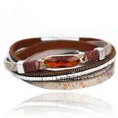 Deja Jewels Bruine Ibiza stijl dames armband met grote steen