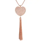 Deja Jewels Rosekleurige lange damesketting met hart en kwastje