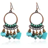 Deja Jewels Ronde dames oorbellen met hangers en turquoise steentjes