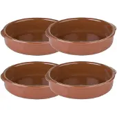 Regas 4x Ovenschalen/tapasschalen terracotta 20 cm van aardewerk - Ovenschalen