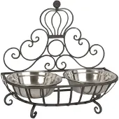 Clayre & Eef Bruine Dieren voerbak 36*18*19 cm / 2*500 ml 6Y1404