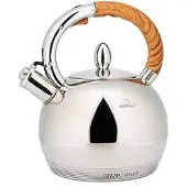 King Hoff Kinghoff 3778 - Fluitketel - Rvs - 3 Liter - Houten Handvat