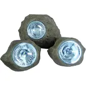 Lumisky Set of 3 solar garden rocks to place - - ROCKY BROWN - 14 and 9 cm - Marking - White LED