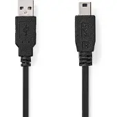 Nedis USB A naar Mini USB kabel | 2 meter | USB 2.0 (100% koper, Zwart)