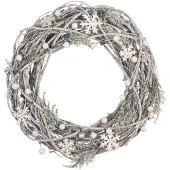 Homesweethomeonline Clayre & Eef Decoratie Krans 64833 Ø 36*9 Cm Wit Hout/ Kunststof Rond Vlaskrans
