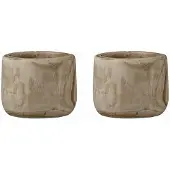 Mica Decorations 2x Ronde houten plantenbakken/bloemenbakken 19 cm - Plantenpotten