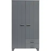 Woood Dennis Kast Met Laden - Grenen - Staal Grijs - 202x111x55