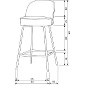 Woood Vogue Barstoel 65 cm - Recycle Leer - Cognac - 89x50x55