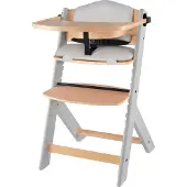 Kinderkraft ENOCK, kinderstoel, harde zitting, grijs, hout, effen, 3-puntsgordel, metaal
