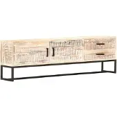 vidaXL Tv-meubel 140x30x45 cm massief acaciahout wit