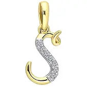 Lucardi Dames alfabet hanger met diamant (0,03ct) - Hanger - Cadeau - 14 Karaat Goud - Geelgoud