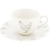 Clayre & Eef Cremekleurige Kop En Schotel Ø 15*7 Cm / 200 Ml Lchks