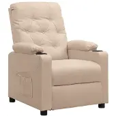 vidaXL Fauteuil verstelbaar stof crèmekleurig