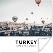 PosterMonkey Poster Turkije - Luchtballon - Bomen - 30x30 cm