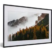 PosterMonkey Fotolijst incl. Poster - Berg - Mist - Bos - 60x40 cm - Posterlijst