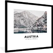 PosterMonkey Fotolijst incl. Poster - Oostenrijk - Meer - Huizen - 40x40 cm - Posterlijst