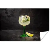 PosterMonkey Poster Drank - Wijnglas - Fruit - 30x20 cm
