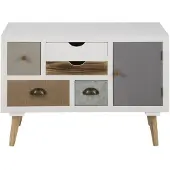 Ebuy24 Thijs kommode wit ladekast met 5 lades.