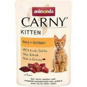Animonda Carny 12x85g Kitten Maaltijdzakjes Rund + Gevogelte Kattenvoer