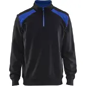 Blakläder 3353-1158 Sweatshirt bi-colour met halve rits Zwart/Korenblauw maat XS heren
