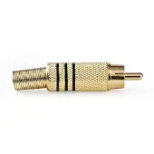 Nedis RCA-Connector | Recht | Male | Verguld | Soldeer | Diameter kabelinvoer: 7.0 mm | Metaal | Goud / Zwart | 10 Stuks | Polybag