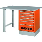 Bahco Werkbank | heavy-duty | met stalen werkblad | ladeblok | 8 lades | 2 poten | oranje | 1800 mm x 750 mm x 1030 mm - 1495K8CWB18TS