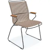 Houe CLICK Armstoel met hoge rugleuning en bamboe armleuningen stalen frame 2 stuks