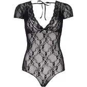 Leg avenue Teddy van gebloemd kant - Zwart - S/L