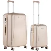 Carryon Skyhopper Kofferset – TSA Handbagage + Reiskoffer 78cm – Dubbele wielen - Champagne