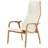 Swedese Lamino fauteuil en voetenbankje geolied eiken/schapenvacht Offwhite (wit)