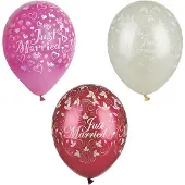 Papstar Balloons Ø 29 cm ivory "Just married" metallic, Speelgoed ballon, Rubber, Ivoor, Metallic, Bruiloft, Rond, 900 mm