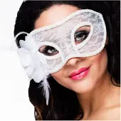 Boland Traciks - Kanten masker Mystique wit Wit - Volwassenen - Heks - Halloween en Horror- Black and White