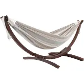 VIVERE Sunbrella Braziliaanse Hangmat Dove Met Houten Standaard