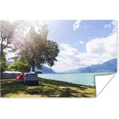 PosterMonkey Poster Kamperen bij het Meer van Genève - 60x40 cm
