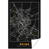 PosterMonkey Poster Stadskaart – Frankrijk – Kaart – Reims - Plattegrond - 40x60 cm
