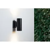 Groenovatie Wandlamp Up & Down, Rond, 2 x 3W, Waterdicht IP54, Zwart