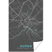 PosterMonkey Poster Plattegrond – Eupen – Blauw – Stadskaart - Kaart - 40x60 cm