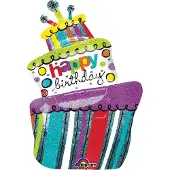 Anagram Funky Birthday Cake Folieballon - SuperShape